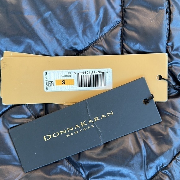 Donna Karan Newyork Shine Faux Fur Trim Hooded Puffer Coat small WOMANS - Picture 2 of 6